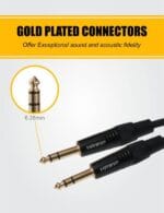 HAWK PROAUDIO SMSG005 Gold Series 6.35mm TRS Male to 6.35mm TRS Male with Cable Tie Monitor - 1.5 Meter (Black) - Image 5