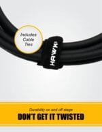 HAWK PROAUDIO SMSG005 Gold Series 6.35mm TRS Male to 6.35mm TRS Male with Cable Tie Monitor - 1.5 Meter (Black) - Image 4