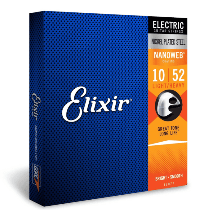 Elixir 6 String Electric Guitar Strings, Light Top Heavy Bottom 10-52, Nanoweb Coating 10/52 - Image 1
