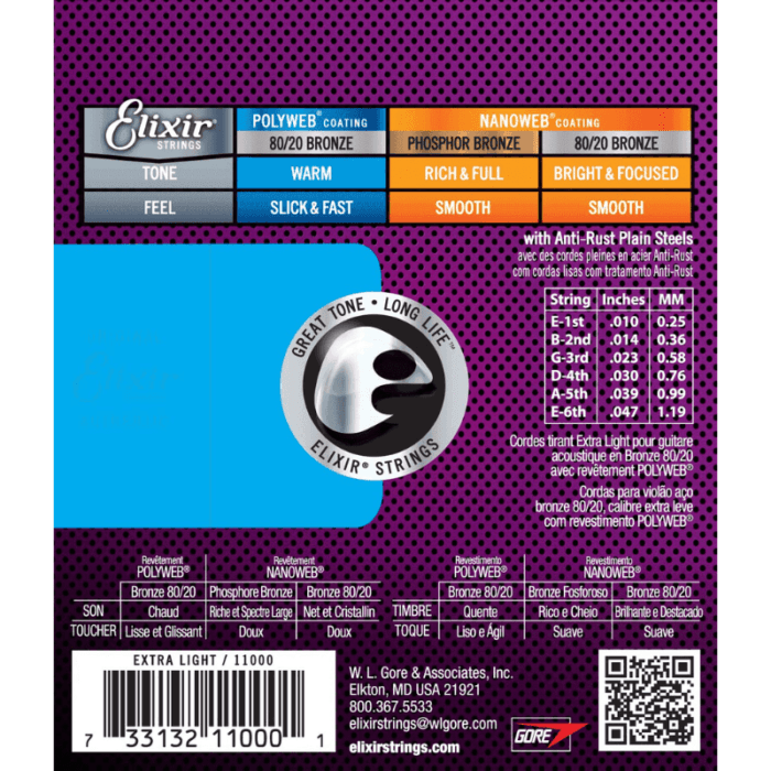 Elixir Strings Acoustic Guitar Strings, 6 String, Extra Light POLYWEB Coating 10/47 - Image 2