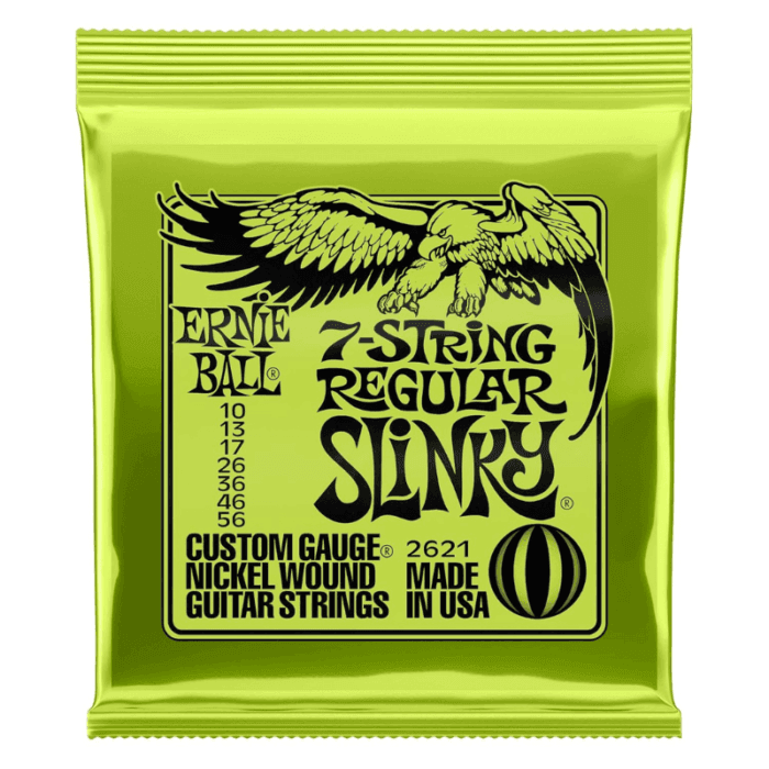Ernie Ball, Electric Guitar Strings, 7 string, Nickel Steel Wound. Reguar Slinky, .010-.056 2621 - Image 1