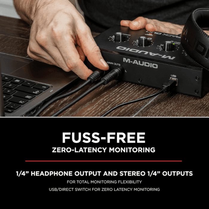 M-AUDIO M-Track Duo 48-KHz, 2-channel USB Audio Interface with 2 Combo Inputs with Crystal Preamps, and Phantom Power - Image 4