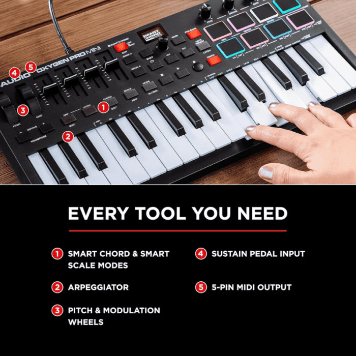 M-Audio Oxygen Pro Mini Powerful, 32-Mini-key USB MIDI Controller with Smart Controls and Auto-mapping - Image 6