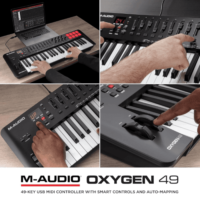 M-Audio Oxygen 49 V - 49 Key USB MIDI Keyboard Controller With Beat Pads, Smart Chord & Scale Modes, Arpeggiator and Software Suite Included - Image 9