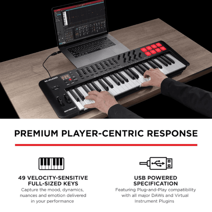 M-Audio Oxygen 49 V - 49 Key USB MIDI Keyboard Controller With Beat Pads, Smart Chord & Scale Modes, Arpeggiator and Software Suite Included - Image 2