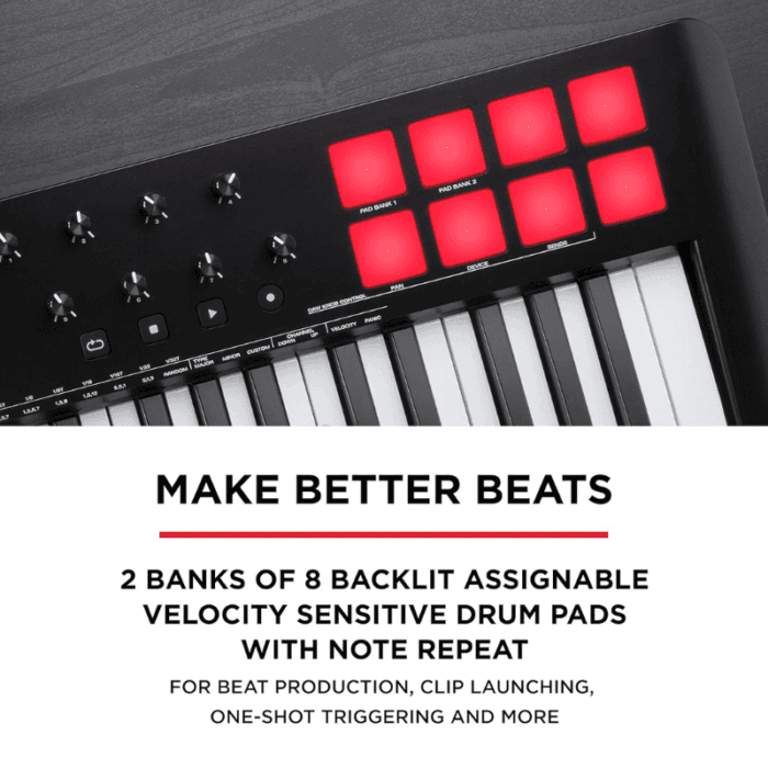 M-Audio Oxygen 49 V - 49 Key USB MIDI Keyboard Controller With Beat Pads, Smart Chord & Scale Modes, Arpeggiator and Software Suite Included - Image 5