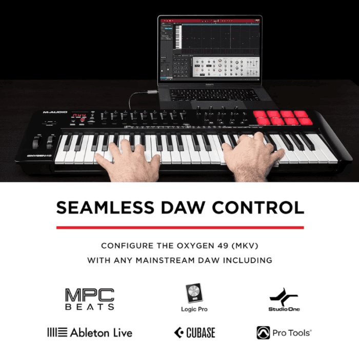 M-Audio Oxygen 49 V - 49 Key USB MIDI Keyboard Controller With Beat Pads, Smart Chord & Scale Modes, Arpeggiator and Software Suite Included - Image 6