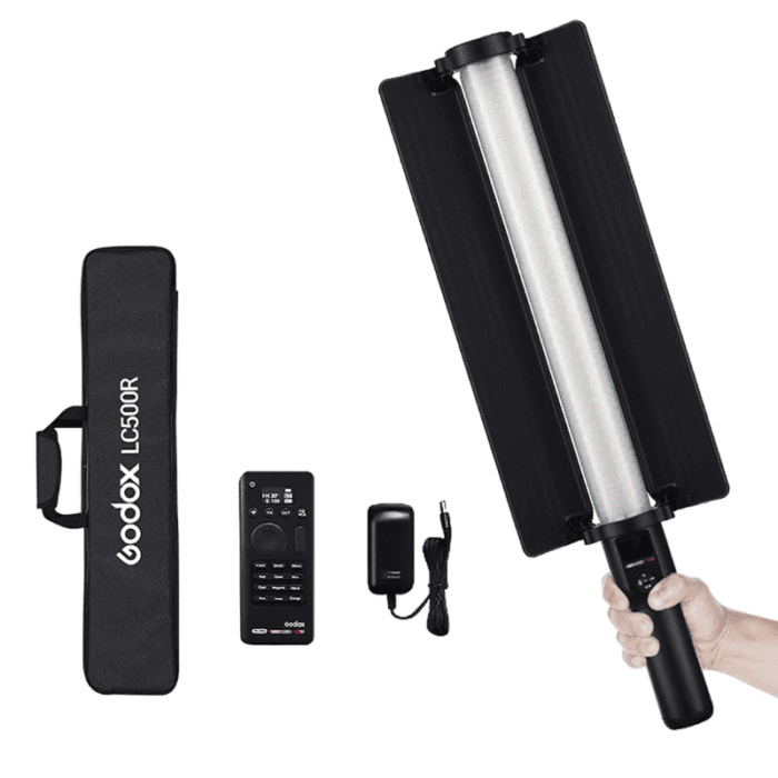 Godox LC500R with Remote RGB Stick Light | 2500K-8500K Color Temperature | 14 Lighting Effects | Light Stick with Barndoor & Carry Bag - Image 1